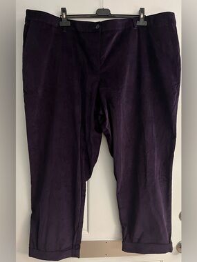 NWT Wildfang Empower Velveteen Trouser, plum purple, size 26W